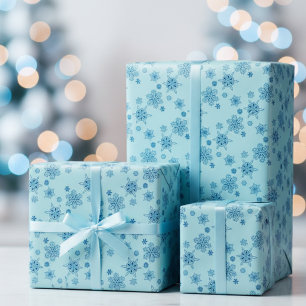 Papel De Regalo copos de nieve en azul polvo 