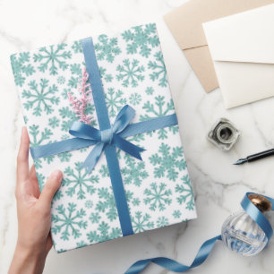 Papel De Regalo Copos de nieve en blanco.