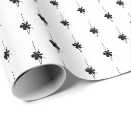 Papel De Regalo Copos de nieve en blanco y negro de Navidad regalo
