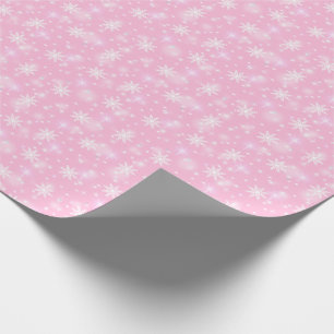 Papel De Regalo Copos de nieve en invierno rosa