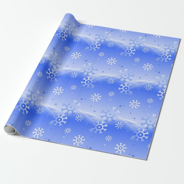 Papel De Regalo Copos de nieve en las colinas (Desenrollado)