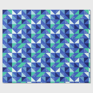 Papel De Regalo Copos de nieve en mosaico - Fondo azul