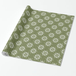 Papel De Regalo Copos de nieve en verde
