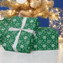Copos de nieve festivos verdes y blancos de Navida