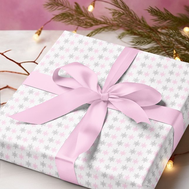 Papel De Regalo Copos de nieve gris rosa (Subido por el creador)