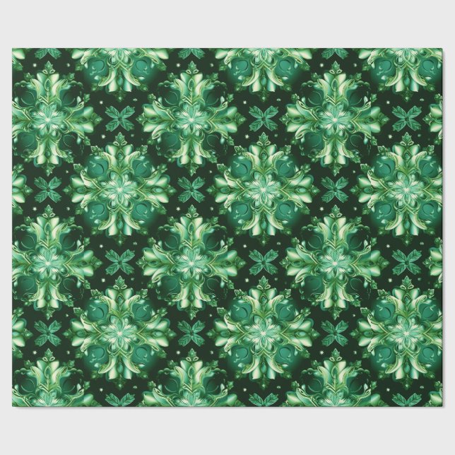 Papel De Regalo Copos de nieve irlandeses del Celtic Green Emerald (Costura)