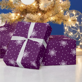 Papel De Regalo Copos de nieve lunares púrpura Navidad