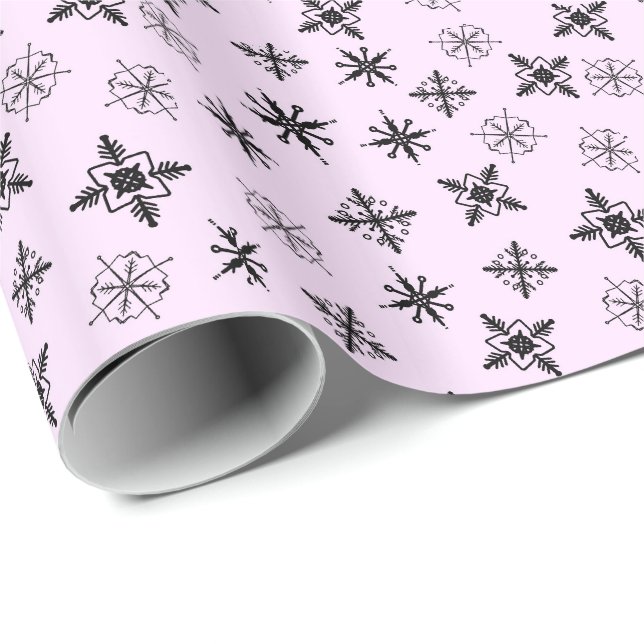 Papel De Regalo Copos de Nieve Navideños Simple (Esquina del rollo)