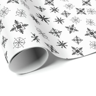 Papel De Regalo Copos de Nieve Navideños Simples