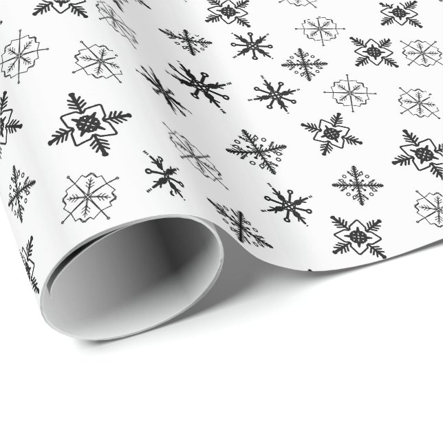 Papel De Regalo Copos de Nieve Navideños Simples (Esquina del rollo)