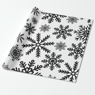 Papel De Regalo Copos de nieve negros