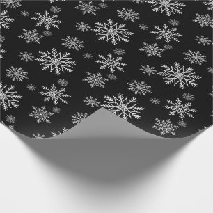 Papel De Regalo Copos de nieve negros y blancos