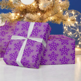 Papel De Regalo Copos de nieve púrpura