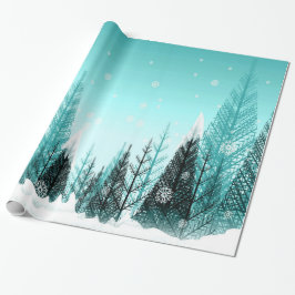 Papel De Regalo Copos de nieve que caen en bosque del invierno de