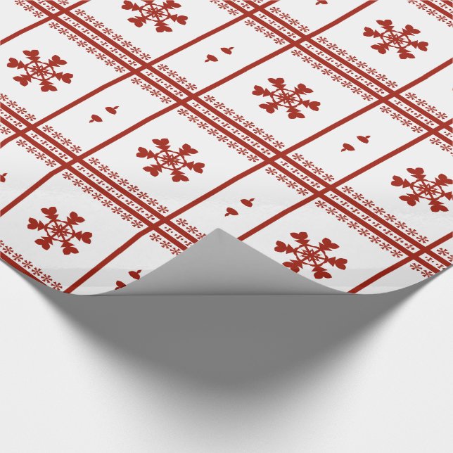 Papel De Regalo Copos de nieve rojos (Esquina)