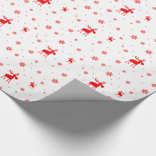 Papel De Regalo Copos de nieve rojos simples modernos de los alces