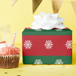 Papel De Regalo Copos de nieve rojos y blancos