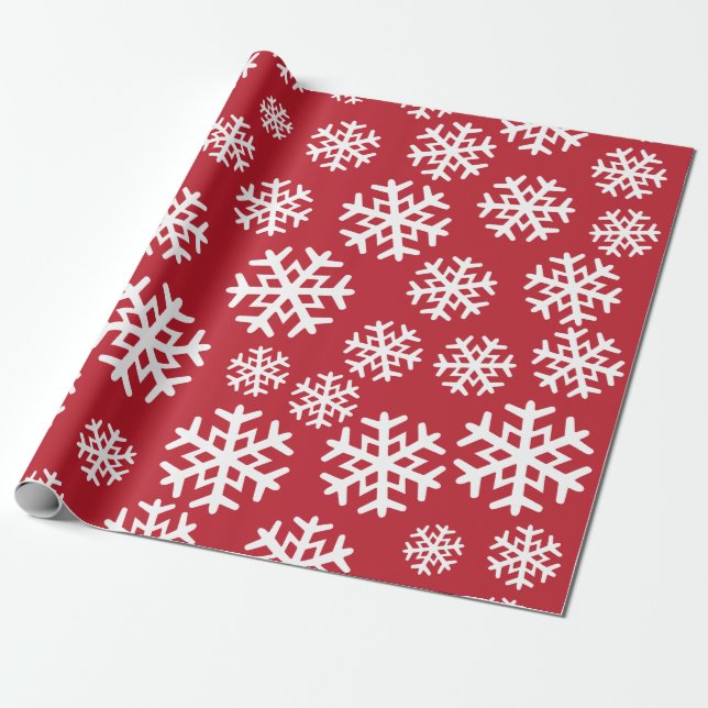 Papel De Regalo Copos de nieve rojos y blancos | Vacaciones | NAVI (Desenrollado)