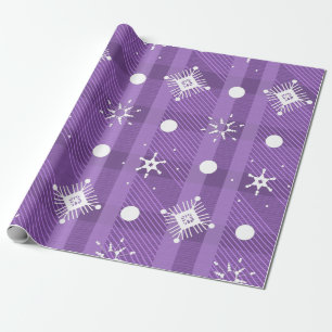 Papel De Regalo Copos de nieve simples patrón de cuadros púrpura