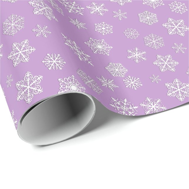 Papel De Regalo Copos de nieve tridimensionales blancos en un (Esquina del rollo)