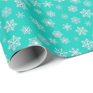 Papel De Regalo Copos de nieve tridimensionales blancos en un