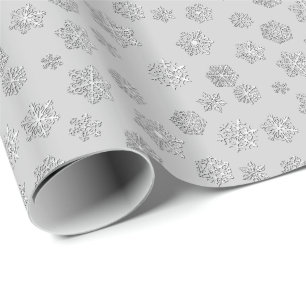 Papel De Regalo Copos de nieve tridimensionales de plata en un