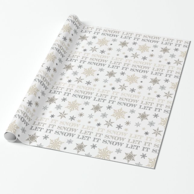 Papel De Regalo copos de nieve vintage modernos (Desenrollado)