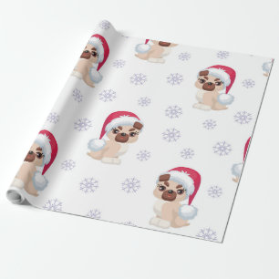 Papel De Regalo Copos de nieve y cachorros