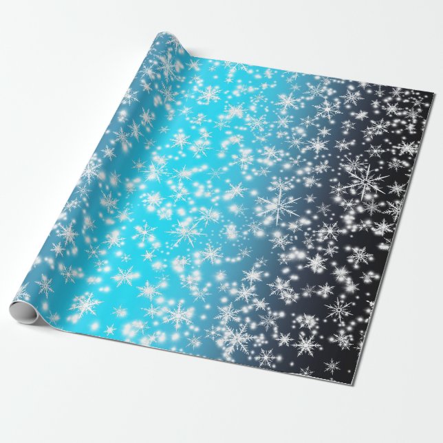 Papel De Regalo Copos de nieve y espárragos por la luz azul (Desenrollado)