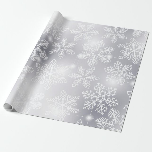 Papel De Regalo Copos de nieve y luces (Desenrollado)