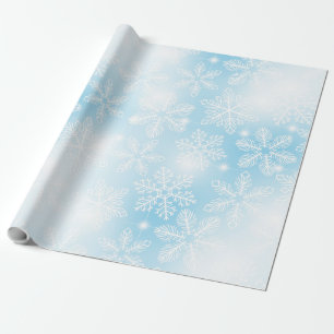 Papel De Regalo Copos de nieve y luces azules