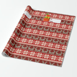 Papel de Regalo Copos de Nieve y Reno