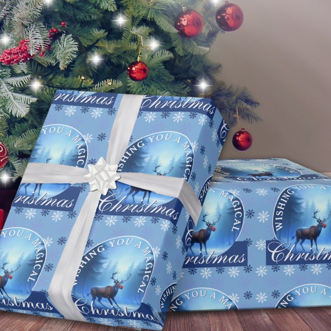 Papel De Regalo Copos de Reno Azul Navidad (Subido por el creador)