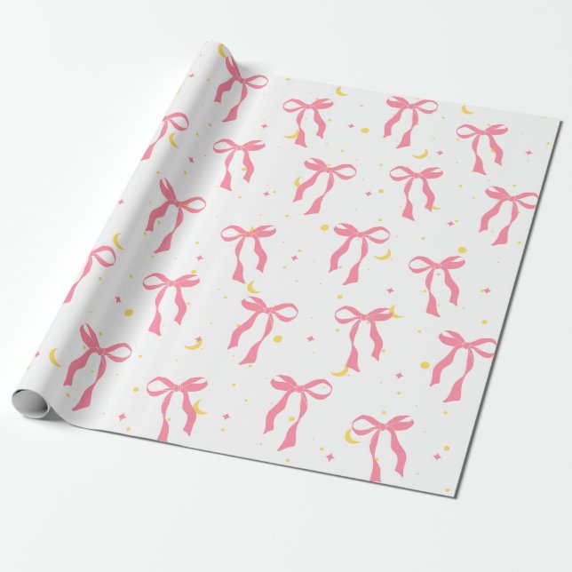 Papel De Regalo coqueta balletcore rosado ininterrumpido trenzado (Desenrollado)