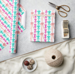 Papel De Regalo Coqueta de color agua turquesa y arcos rosados