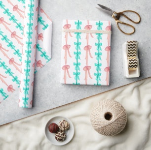 Papel De Regalo Coqueta de color agua turquesa y arcos rosados