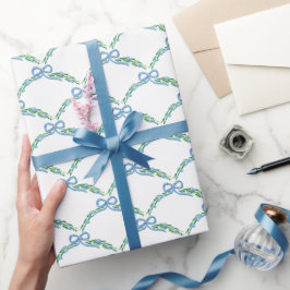 Papel De Regalo Coqueta guirnalda de arco costero de invierno azul