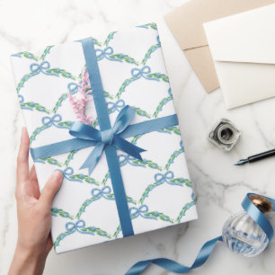 Papel De Regalo Coqueta guirnalda de arco costero de invierno azul