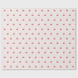 Papel De Regalo Coqueta Retro Cerezas Rojas y Rayas