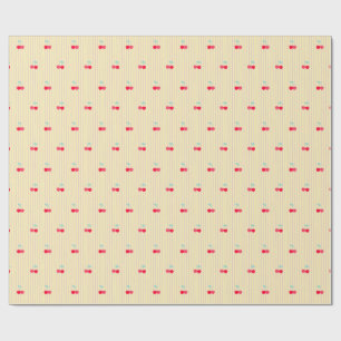 Papel De Regalo Coqueta Retro Cerezas Rojas y Rayas Retro Pop