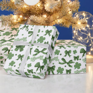 Papel De Regalo Coqueta verde afortunada patrón del Día de San Pat