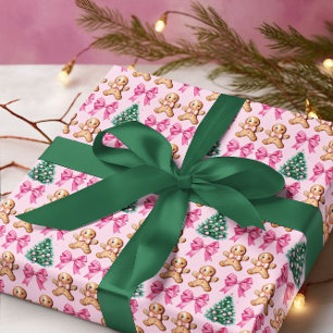 Papel De Regalo Coquetas rosadas y arcos de pan de jengibre