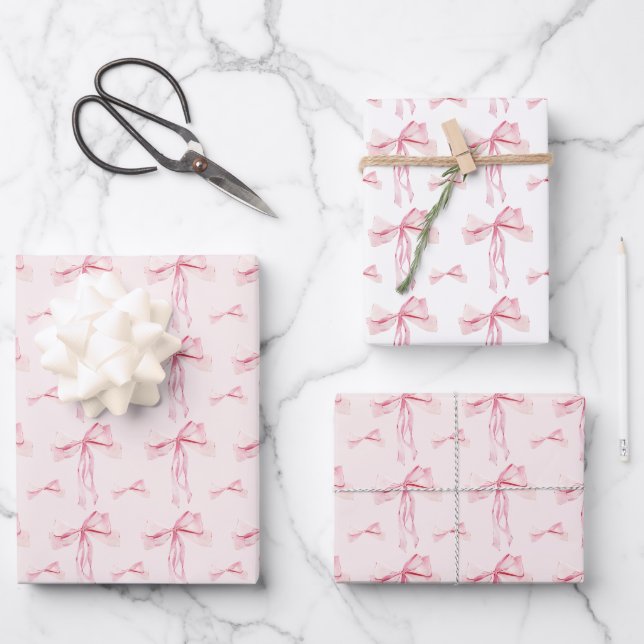 Papel de regalo coqueto con lazo rosa (Anverso)