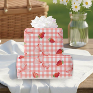 Papel De Regalo Coquette Berry Primer Cumpleaños Rojo Gingham