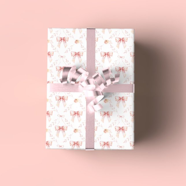 Papel De Regalo Coquette bow Floral Baby Shower (Subido por el creador)