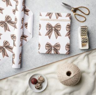 Papel De Regalo Coquette Bow Pattern Mocha Brown