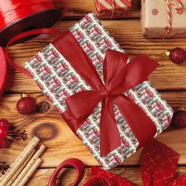 Papel De Regalo Coquette Bow y Holly de puntos de polka blanca y r