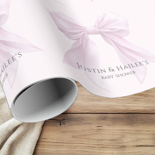 Papel De Regalo Coquette Chica de Bow rosa personalizada Baby Show