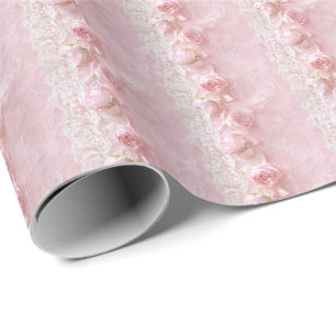 Papel de regalo Coquette de encaje rosa vintage