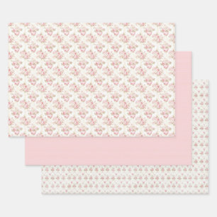 Papel de regalo Coquette floral rosa vintage